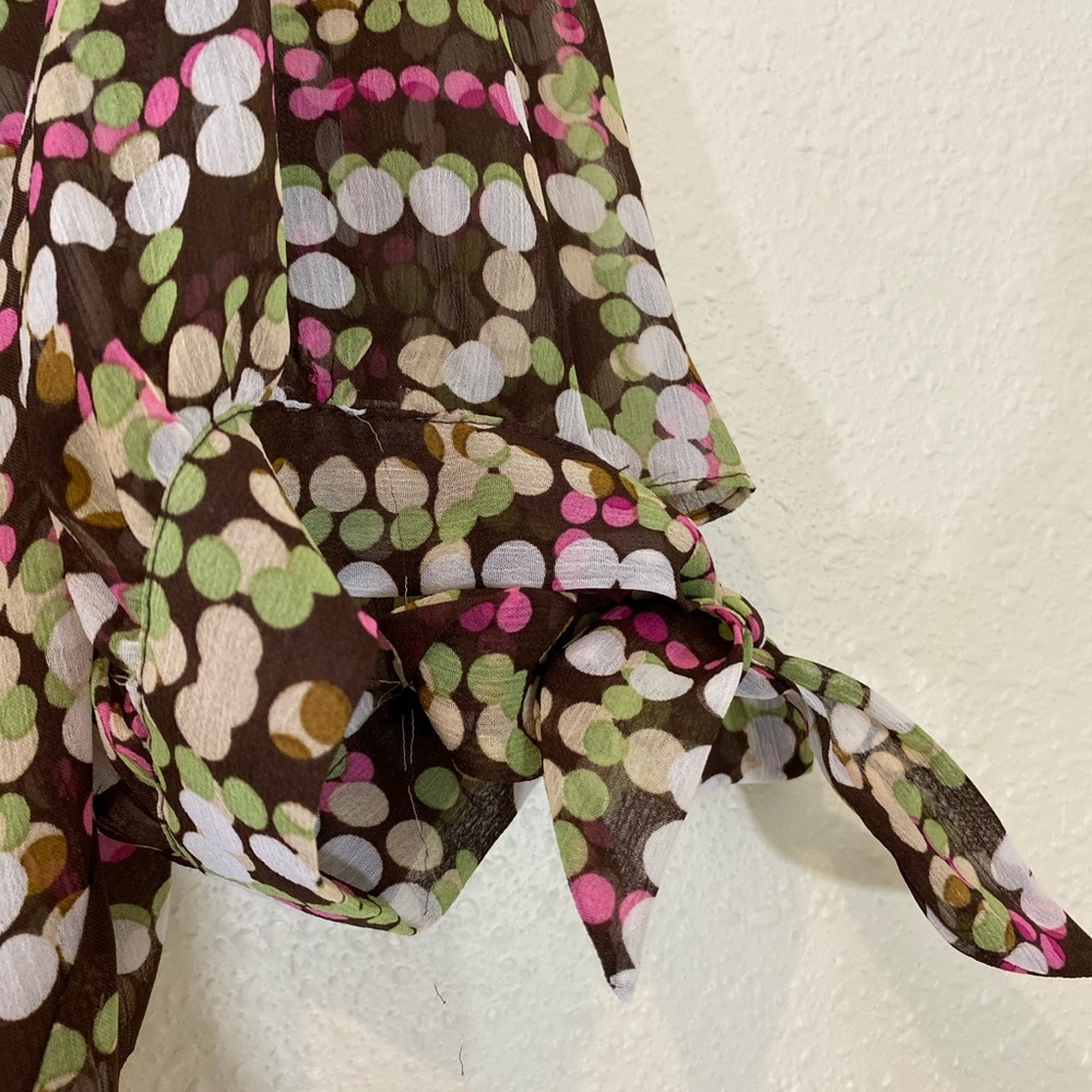 Boho Feminine Button Down Midi Skirt Top Feminine Flowy Fall colors Polka Dot - Picture 4 of 9